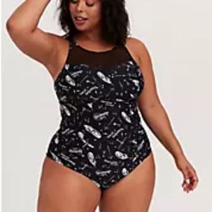 Torrid Harry Potter Spell Black Wireless One Piece Swimsuit